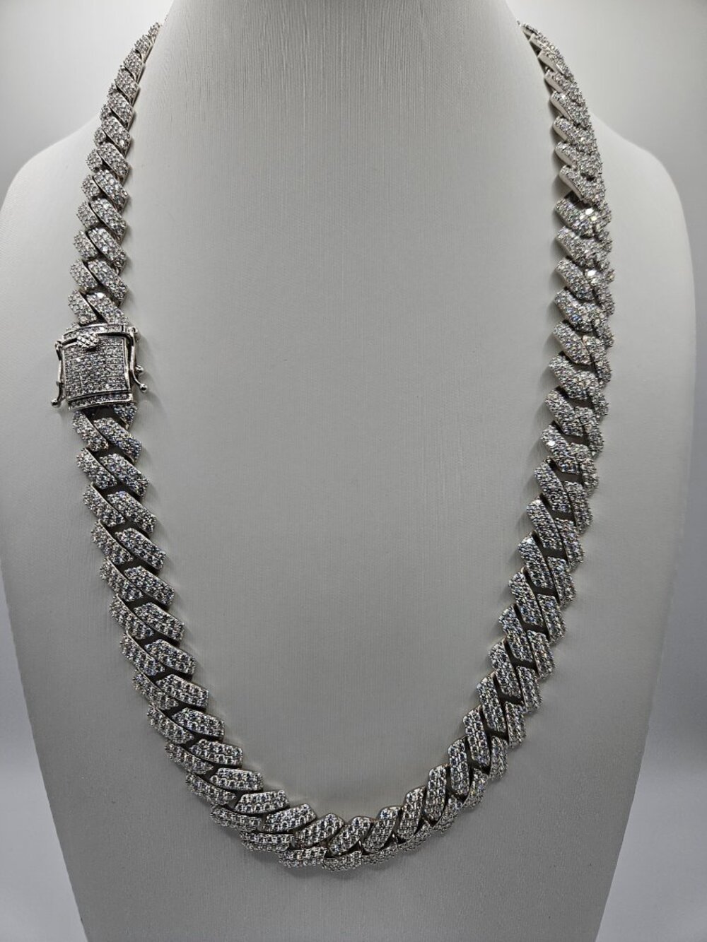 15mm Monaco Cuban Link Chain 24" 925 Sterling Silver Moissanite 176g - Picture 3 of 8